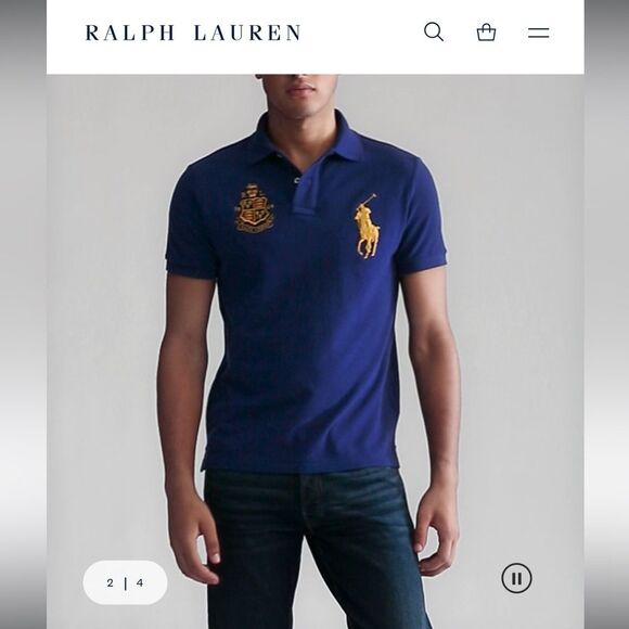 Polo by Ralph Lauren Other - Polo by Ralph Lauren Navy Blue Large Pony Polo Shirt sz L Custom Slim Fit Preppy